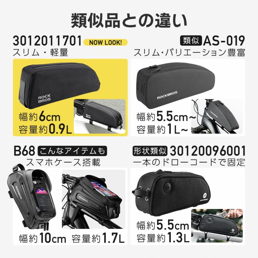 ROCKBROS トップチューブバッグ 自転車 フレームバッグ スリム