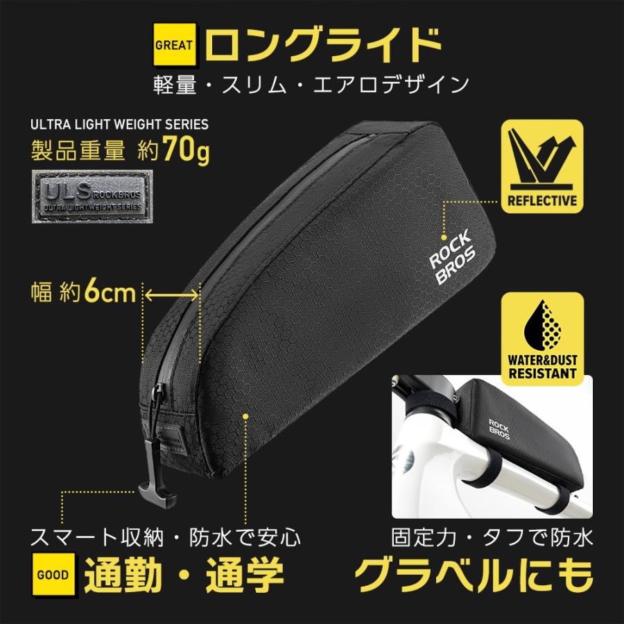 ROCKBROS トップチューブバッグ 自転車 フレームバッグ スリム