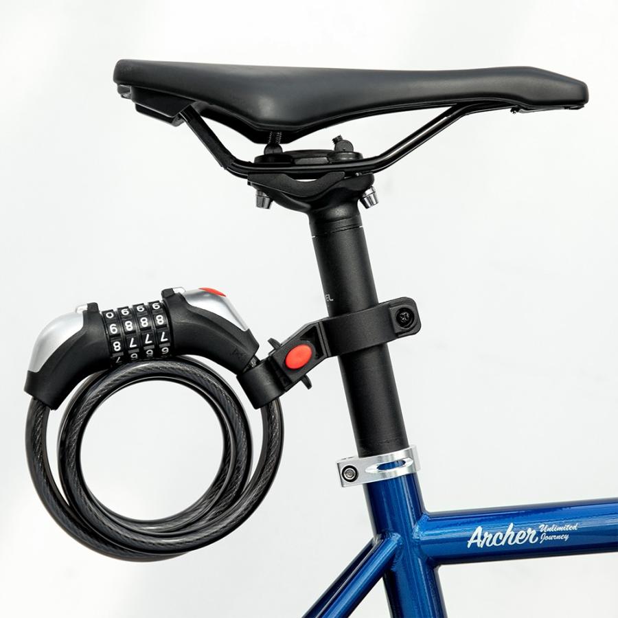 自転車 鍵 ロック ダイヤル式 4桁 バイク ロード クロス マウント LED