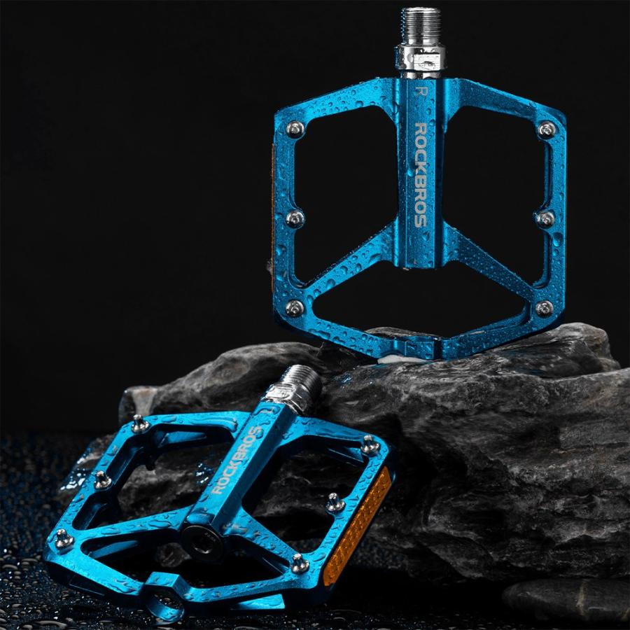 ROCKBROS ペダル 自転車 フラット 反射板 9/16インチ 幅広 軽量 滑り