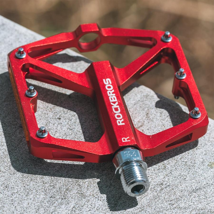 ROCKBROS ペダル 自転車 フラット 反射板 9/16インチ 幅広 軽量