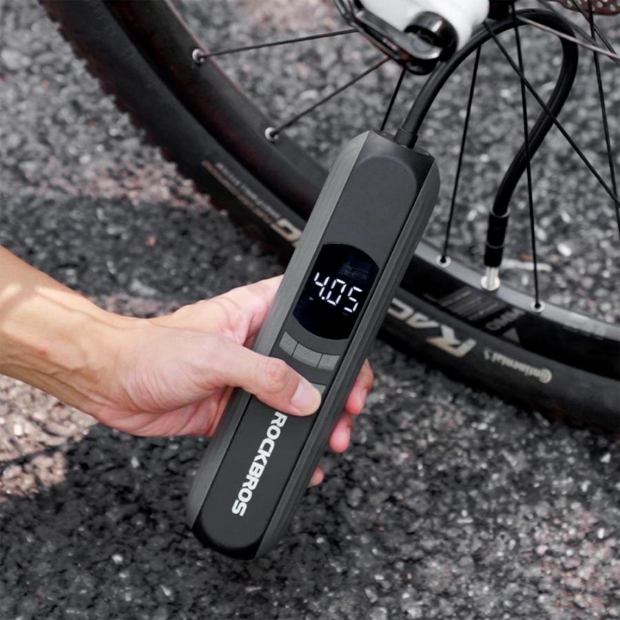 ROCKBROS 空気入れ 電動 スリム 自転車 自動車 バイク 車椅子 Type-C