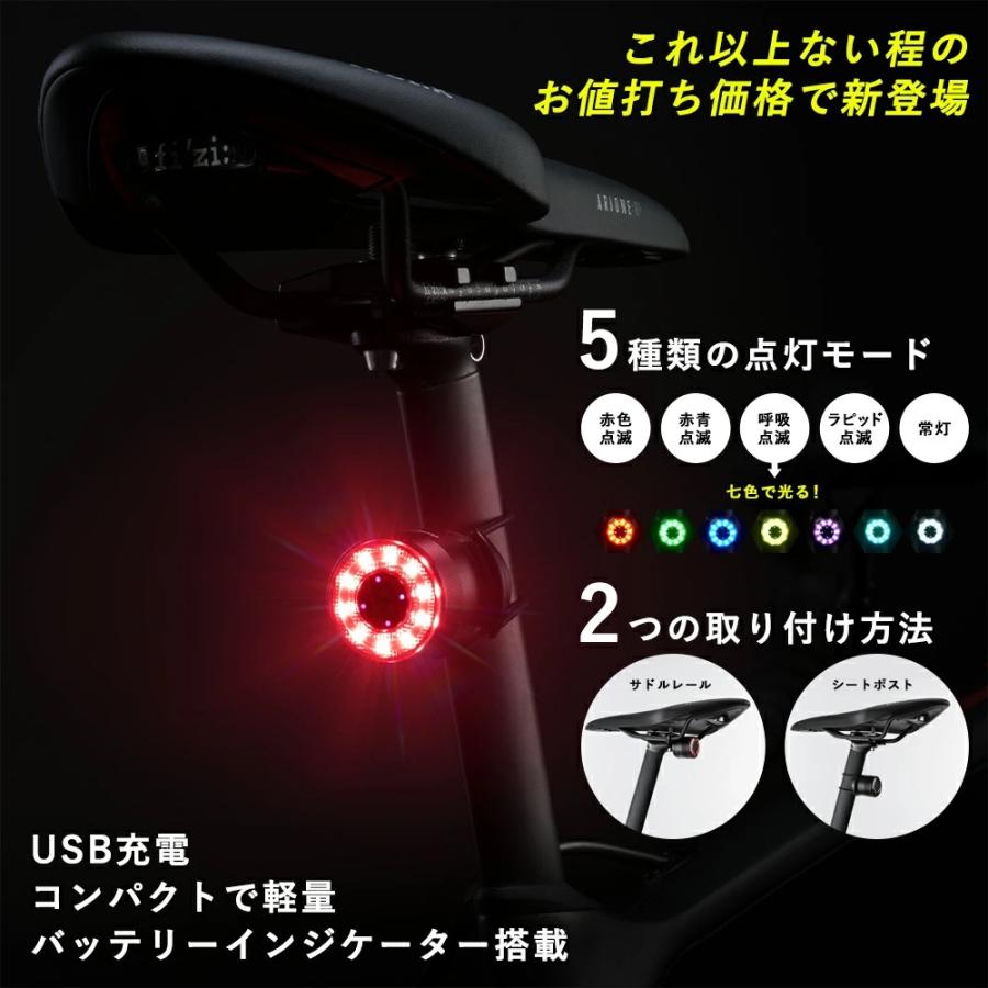 丸十２段 自転車用テールライト テールランプ バックライト サイクルライト LED