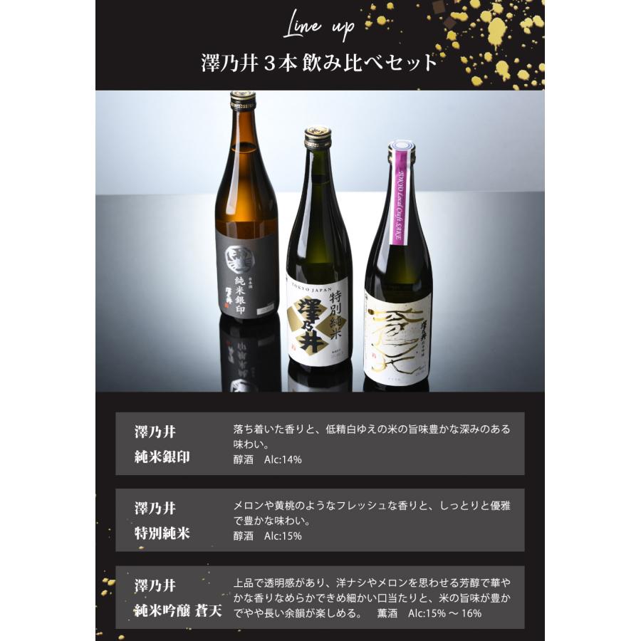 日本酒 ３本セット 東京の地酒 澤乃井 3本 飲み比べセット 第二弾 日本酒 720ml 小澤酒造