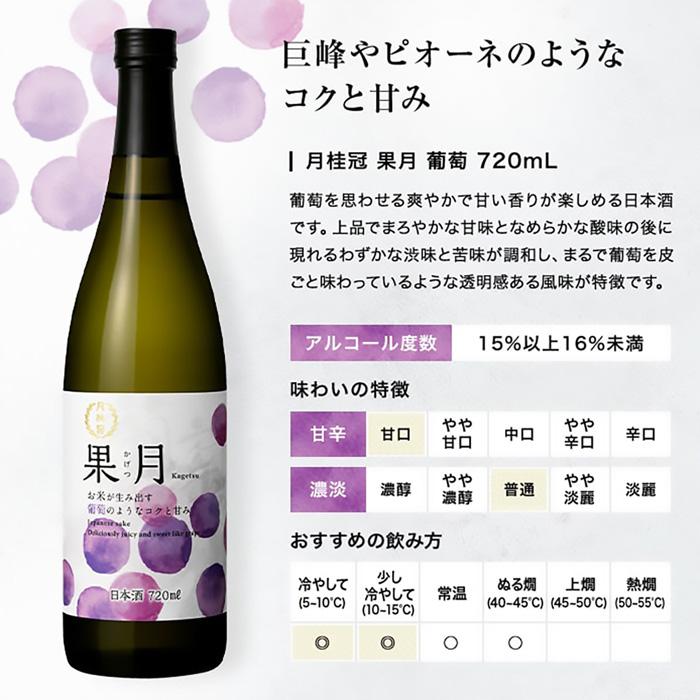 日本酒 果月 720ml 飲み比べセット 桃 葡萄 各3本 合計6本 月桂冠｜isshusouden-2｜03