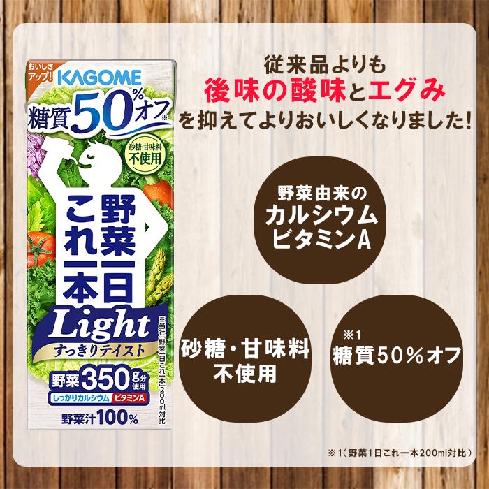 カゴメ 野菜一日これ一本Light 200ml×48本 新発売カゴメ　糖質オフ　野菜ミックス濃縮ジュース　カリウム　ビタミンA｜isshusouden｜02