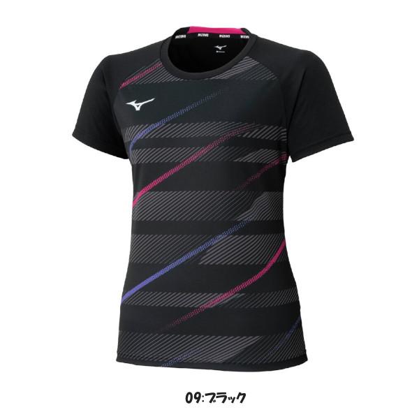 Mizuno バドミントン テニス ゲームシャツ グレー ブラック レディースL MIZUNO（ミズノ） 《送料無料》MIZUNO ウィメンズ ゲームシャツ