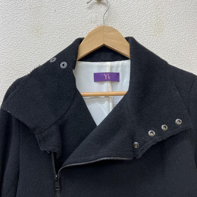 Y's ワイズ ライダース ジャケット、上着 Jacket ショート丈 ウール ライダースジャケット 裾切りっぱなし 10100118｜istitch-store｜02