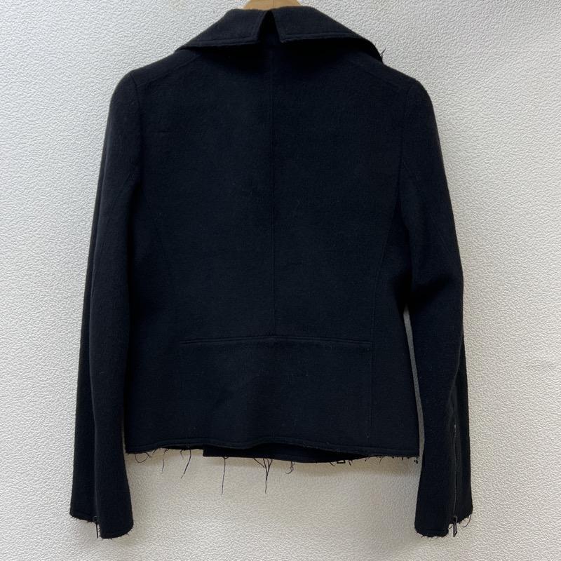 Y's ワイズ ライダース ジャケット、上着 Jacket ショート丈 ウール ライダースジャケット 裾切りっぱなし 10100118｜istitch-store｜04