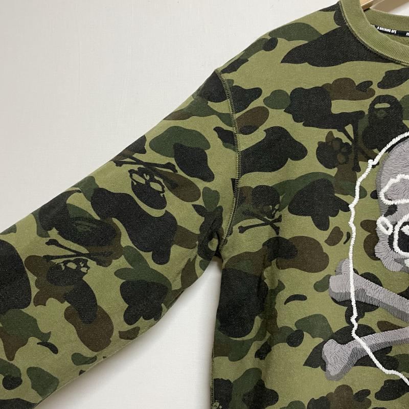 mastermind JAPAN マスターマインド 長袖 トレーナー Sweat, Sweatshirt MASTERMIND × A BATHING APE カモフラージュ スカル刺繍 裏起毛 長 10101507｜istitch-store｜04