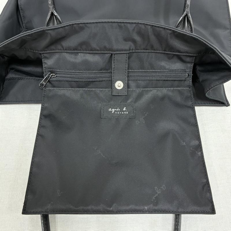 【未使用】agnes b. ナイロン×レザートートバッグ A4 肩掛け鞄 agnes b. アニエスベー ボヤージュ ナイロン レザー ロゴ型押し