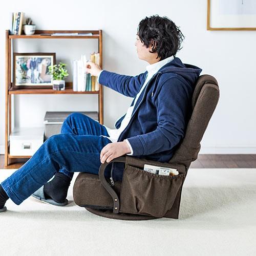 回転座椅子 木製肘掛け ハイバック仕様 和室 ご老人 360度回転 小物収納ポケット付き ブラウン|isu-oukoku|20