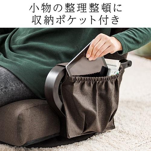 回転座椅子 木製肘掛け ハイバック仕様 和室 ご老人 360度回転 小物収納ポケット付き ブラウン|isu-oukoku|07