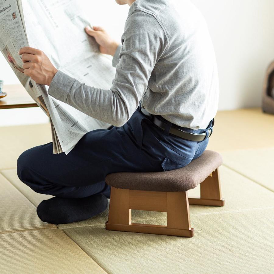 折りたたみ正座椅子 正座補助 法事 しびれ あぐら 腰痛対策 軽量 クッション付き 折りたたみ木製脚 ブラウン|isu-oukoku|12