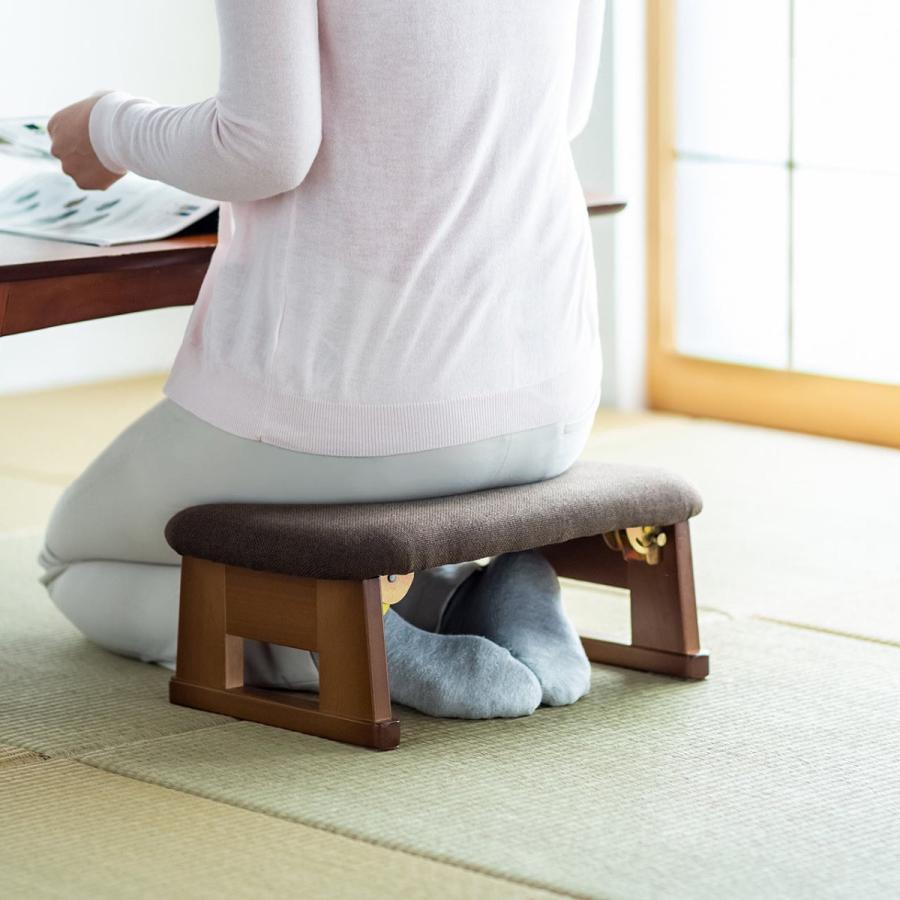 折りたたみ正座椅子 正座補助 法事 しびれ あぐら 腰痛対策 軽量 クッション付き 折りたたみ木製脚 ブラウン|isu-oukoku|10