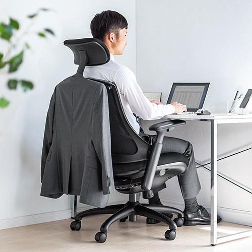 オフィスチェア ハンガー メッシュ ヘッドレスト ハイバック 肘掛け シンクロロッキング スーツ 耐荷重100kg YKSNCM017