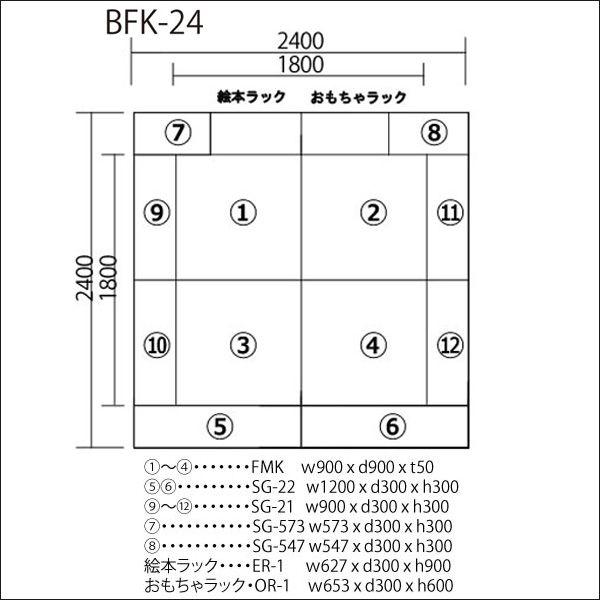 キッズコーナー バンビファンシーセット 交通マット・角サイドガード 2畳 BFK24（絵本ラック・おもちゃばこ付）／ベビー 幼児 フロアマット キッズスペース｜isuharikoubou｜02