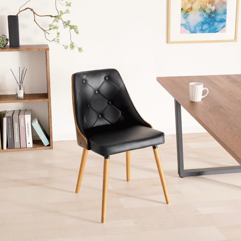 ダイニングチェア 肘無し 木製 オーク突板 合成皮革 おしゃれ