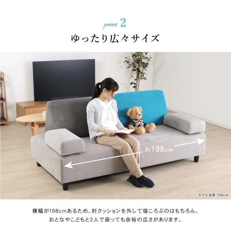 木製ソファ クッション付き 2人掛けソファー グレー ソファ 2人掛け 幅198cm 木製 クッション付き ファブリック ゆったり