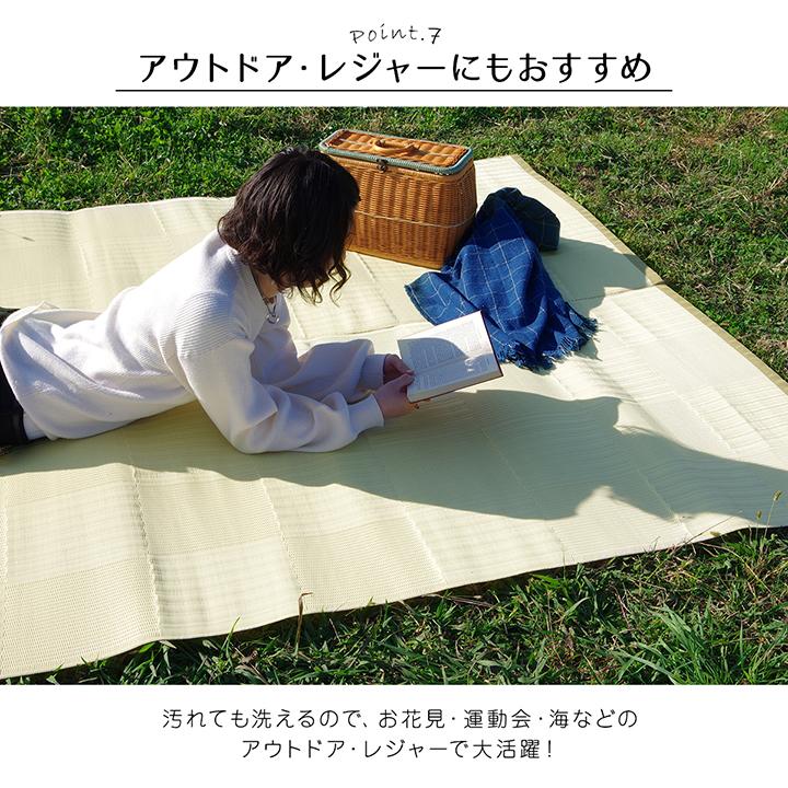 イケヒコ ラグ 洗える カーペット 日本製 国産 レジャー 敷物 和室 シンプル グリーン 江戸間10畳(約435×352) 2128909