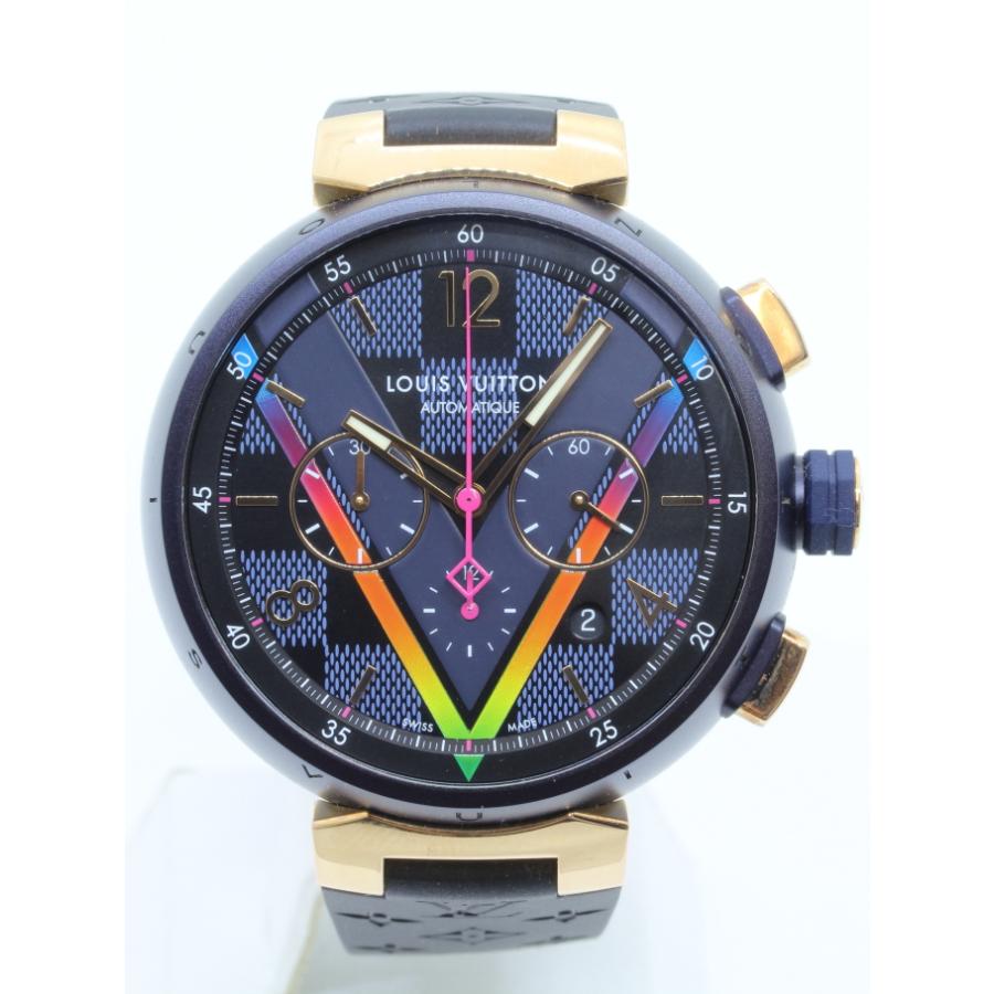 ルイヴィトン タンブール クロノグラフ ダミエ コバルト V レインボー 