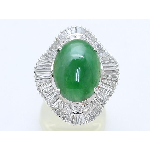 ノンブランド・翡翠7.6ctダイヤ2.8ctK18WGリング #14 中古A いすず質店 