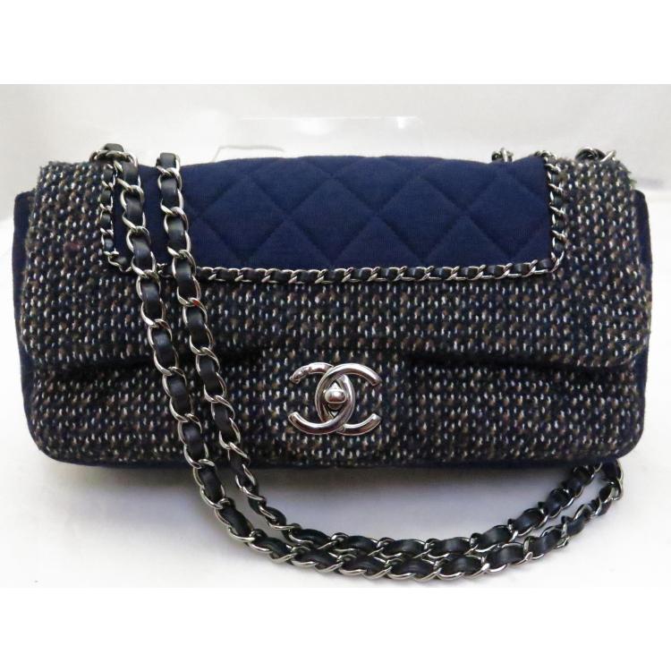 マトラッセ シャネル マトラッセツイードチェーンショルダー ネイビー  
