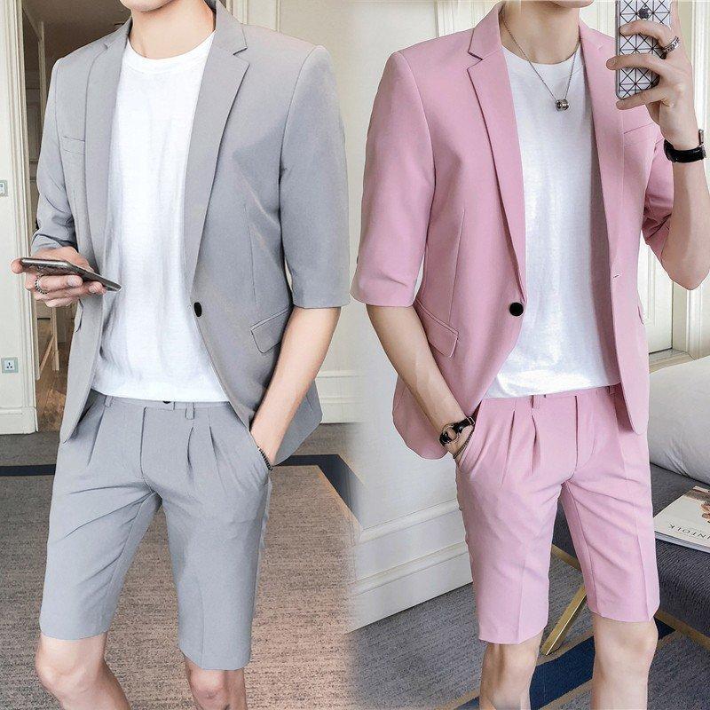 未使用　アルマーニ　麻　春夏セットアップ　スーツ　メンズ　ハーフパンツ　水色 未使用 アルマーニ 麻 春夏セットアップ スーツ メンズ ハーフ