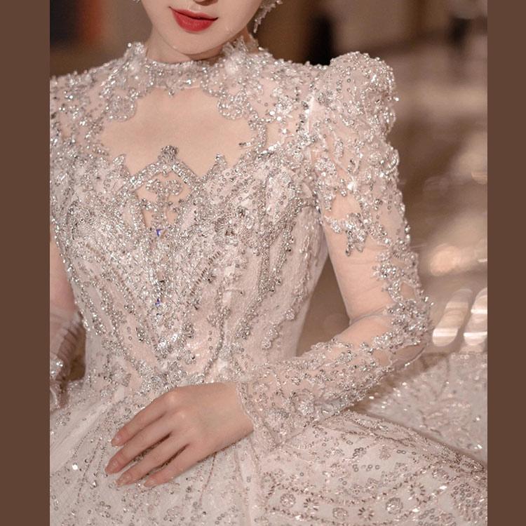 大特価】ウェディング ドレス 長袖 トレーンドレス 結婚式ドレス