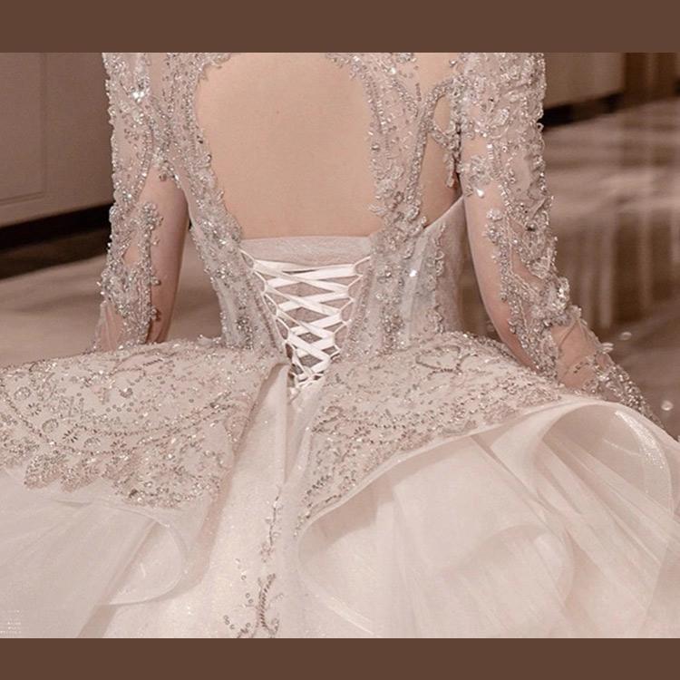 大特価】ウェディング ドレス 長袖 トレーンドレス 結婚式ドレス