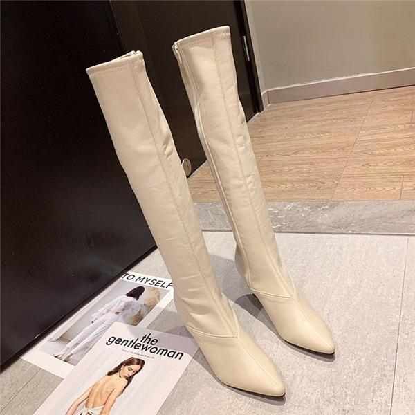 ロングブーツ レディース チャンキーヒール 疲れない ファスナー