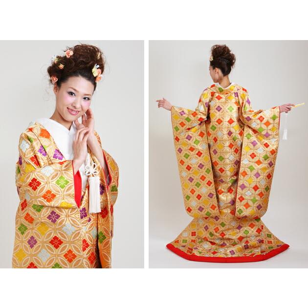 色打掛 レンタル フルセット 金色 11 色打掛 紋付袴レンタル 打掛 レンタル 色打掛レンタル 貸衣装 リモ婚 安い 格安 往復送料無料 色打掛 レンタル