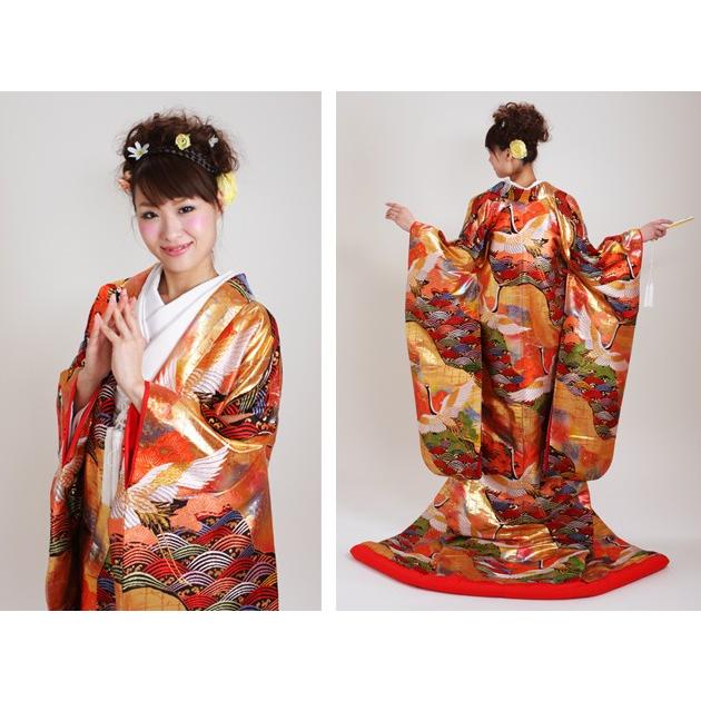 色打掛 格安 レンタル フルセット 朱金色 257 色打掛 安い 紋付袴レンタル リモ婚 打掛 レンタル 色打掛レンタル 貸衣装 リモ婚 安い 格安 往復送料無料 Fai0257 貸衣装ネット便