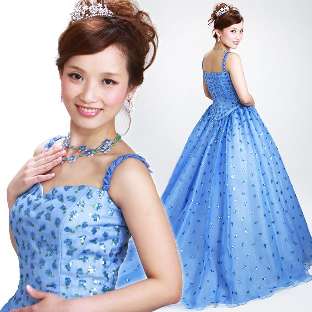 カラードレス レンタル 11号 プリンセスライン/ブルー レンタルカラードレス 海外挙式 リモ婚 安い 格安 送料無料 7166