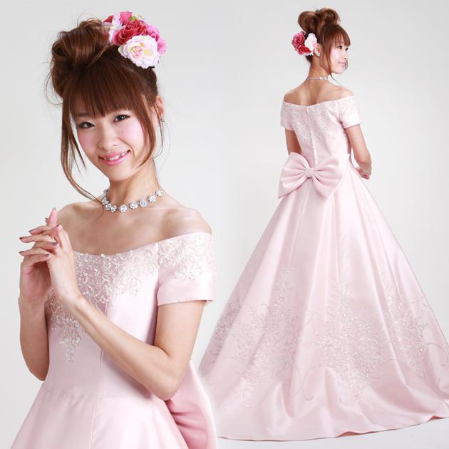 カラードレス レンタル 6号-7号 Aライン/ピンク レンタルカラードレス 海外挙式 リモ婚 安い 格安 送料無料 7204
