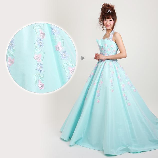 カラードレス レンタル 9号 プリンセスライン/ブルー レンタルカラードレス 海外挙式 リモ婚 安い 格安 送料無料 7228_1