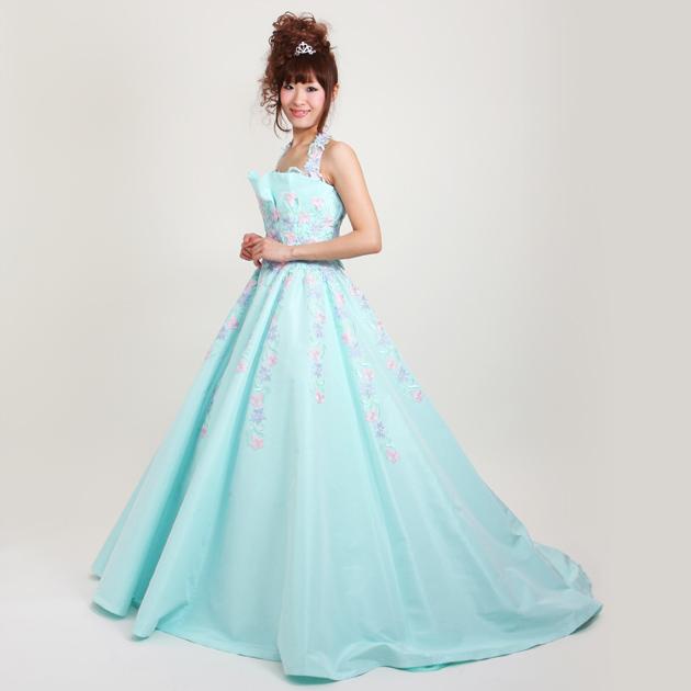 カラードレス レンタル 9号 プリンセスライン/ブルー レンタルカラードレス 海外挙式 リモ婚 安い 格安 送料無料 7228_2