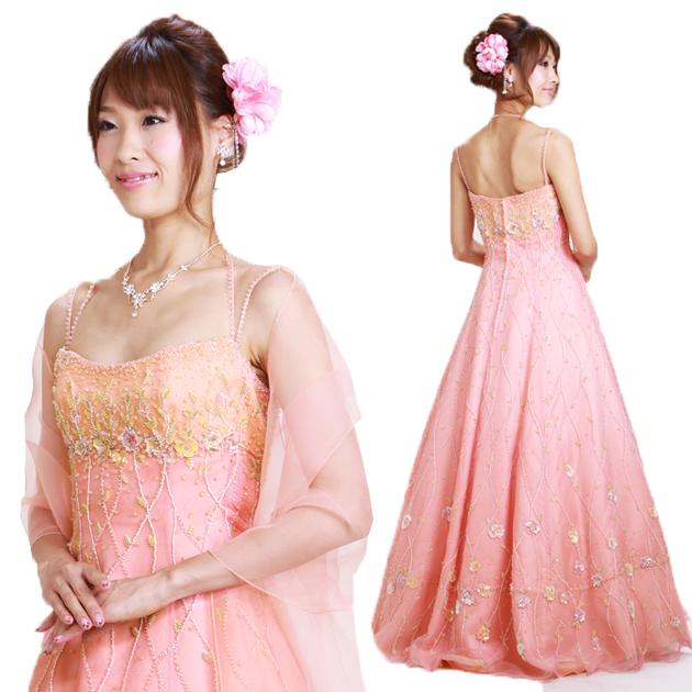 カラードレス レンタル 5号-9号 Aライン/ピンク レンタルカラードレス 海外挙式 リモ婚 安い 格安 送料無料 7302