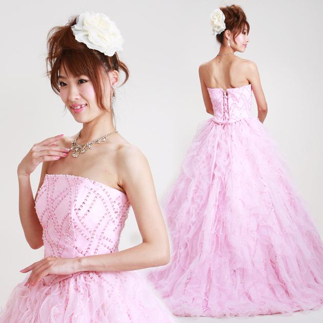 カラードレス レンタル 7号-9号 プリンセスライン/ピンク レンタルカラードレス 海外挙式 リモ婚 安い 格安 送料無料 7308