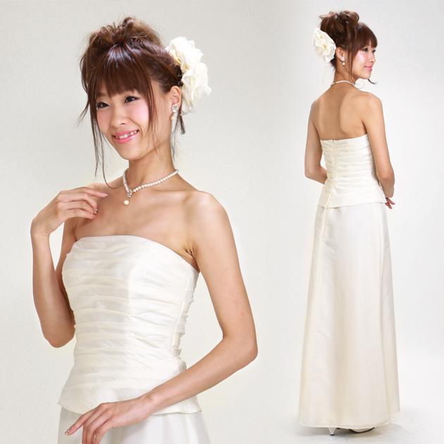 二次会 ドレス レンタル 7号-9号 オフホワイト ビスチェ 1007 結婚式 お呼ばれ 服装 フォーマル 演奏会 発表会 披露宴 往復送料無料