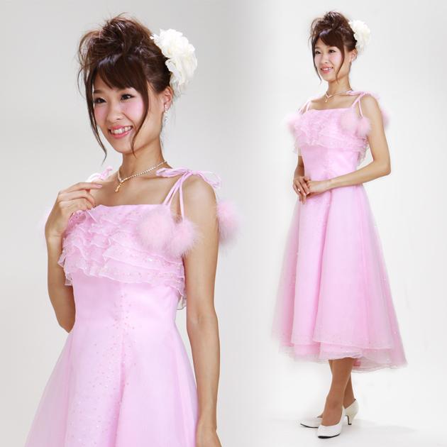 二次会 ドレス レンタル 9号 ピンク Aライン 1014 結婚式 お呼ばれ 服装 フォーマル 演奏会 発表会 披露宴 往復送料無料