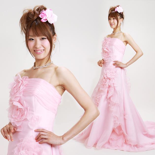 二次会 ドレス レンタル 9号-13号 ピンク マーメイドライン 1074 結婚式 お呼ばれ 服装 フォーマル 演奏会 発表会 披露宴 往復送料無料