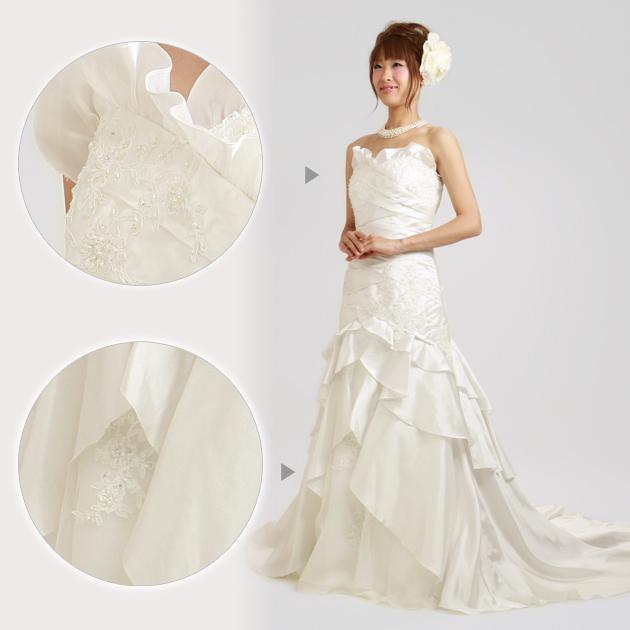 二次会 ドレス レンタル 11号-13号 ホワイト マーメイドライン 1083 結婚式 お呼ばれ 服装 フォーマル 演奏会 発表会 披露宴 往復送料無料_2
