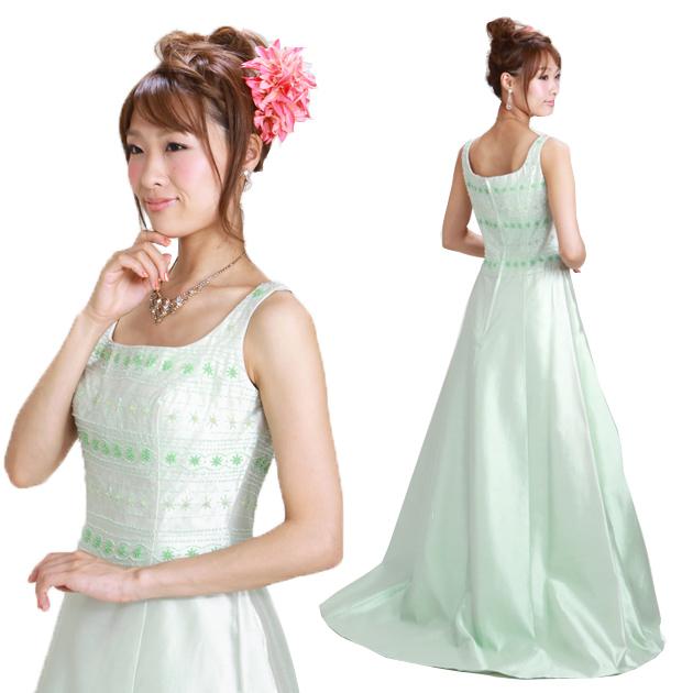 二次会 ドレス レンタル 9号 ミントグリーン スレンダー 1106 結婚式 お呼ばれ 服装 フォーマル 演奏会 発表会 披露宴 往復送料無料