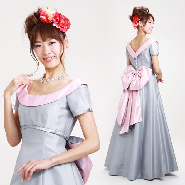 二次会 ドレス レンタル 9号 グレー Aライン 1120 結婚式 お呼ばれ 服装 フォーマル 演奏会 発表会 披露宴 往復送料無料