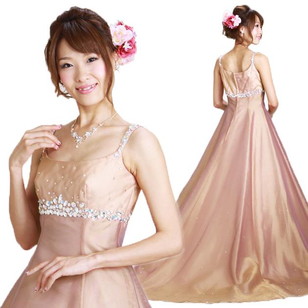 二次会 ドレス レンタル 7号-9号 オレンジゴールド Aライン 1123 結婚式 お呼ばれ 服装 フォーマル 演奏会 発表会 披露宴 往復送料無料