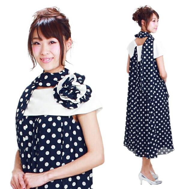 フォーマル レディース レンタル 結婚式 服装 9号 13号 紺 水玉 ワンピース 3307 レディースドレス ゲストドレス 代 30代 40代 あすつく 送料無料 Fav0300 貸衣装ネット便 通販 Yahoo ショッピング