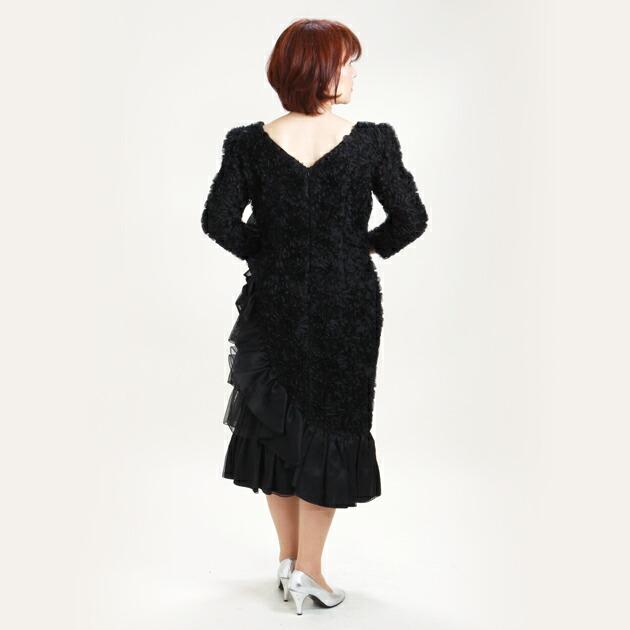 フォーマル レディース レンタル 結婚式 服装 11号-13号 黒 ワンピース