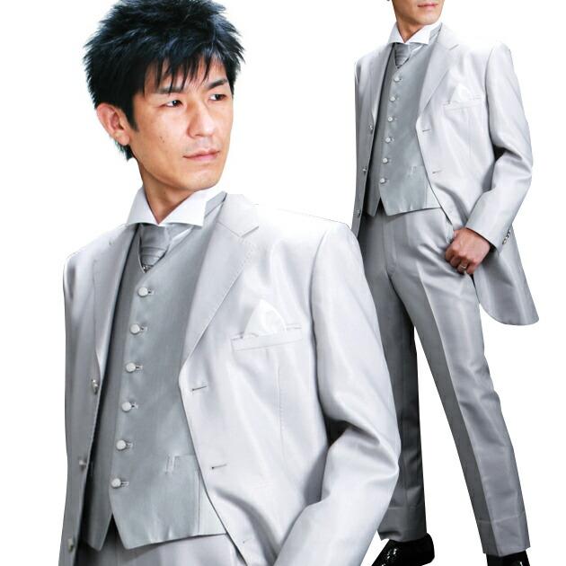 タキシード レンタル シルバーロングタキシード 白 新郎 タキシード レンタル シルバーロングタキシード 白 新郎