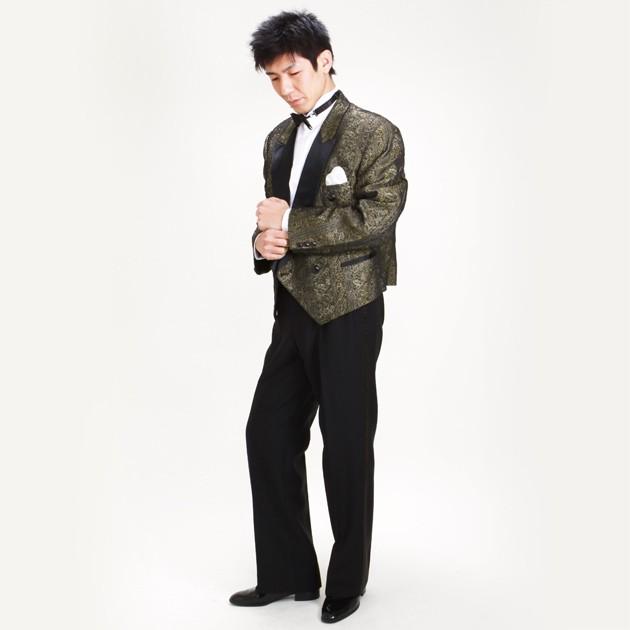 タキシード レンタル M・Lサイズ/165〜172cm/黒ゴールド NT-999998 送料無料 スペンサー タキシード レンタル M・Lサイズ 165cm〜172cm ゴールド